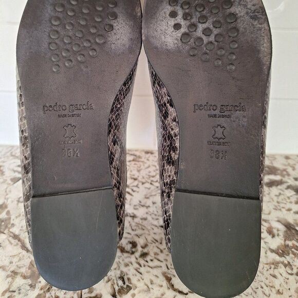 Pedro Garcia Brown Leather snike print Loafers  Size 38.5 - Picture 7 of 9